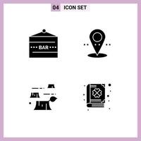 Editable Vector Line Pack of 4 Simple Solid Glyphs of bar deforestation entertainment pin environment Editable Vector Design Elements