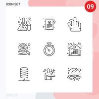 Group of 9 Modern Outlines Set for navigation compass in seo optimization Editable Vector Design Elements