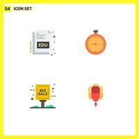 Modern Set of 4 Flat Icons Pictograph of book timer online fast board Editable Vector Design Elements