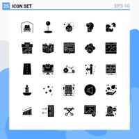 25 Universal Solid Glyphs Set for Web and Mobile Applications piece jigsaw shield business data Editable Vector Design Elements