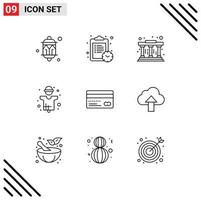 9 Thematic Vector Outlines and Editable Symbols of card production museum man farming Editable Vector Design Elements