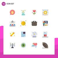 Group of 16 Modern Flat Colors Set for business exchange mind dollar rose Editable Pack of Creative Vector Design Elements