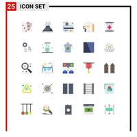 Pictogram Set of 25 Simple Flat Colors of roller decoration alert protection card security Editable Vector Design Elements