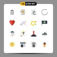 16 Creative Icons Modern Signs and Symbols of heart shape rotate antenna clockwise science Editable Pack of Creative Vector Design Elements