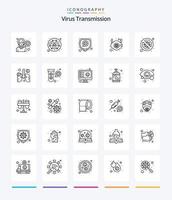 paquete de iconos de esquema de transmisión de virus creativo 25 como diagnóstico. seguridad. enfermedad. médico. rostro vector