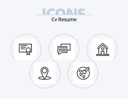 cv curriculum vitae línea icon pack 5 diseño de iconos. . diploma. aprender. certificado. globo vector