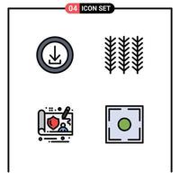 Set of 4 Vector Filledline Flat Colors on Grid for apps controller store food gdpr Editable Vector Design Elements