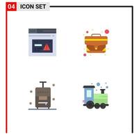 4 Universal Flat Icons Set for Web and Mobile Applications internet bag website case travel Editable Vector Design Elements