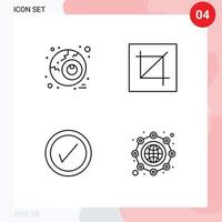 Line Pack of 4 Universal Symbols of eye interface crop layout global Editable Vector Design Elements