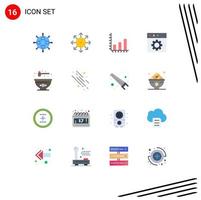 Stock Vector Icon Pack of 16 Line Signs and Symbols for bowl mac news app chart Editable Pack of Creative Vector Design Elements