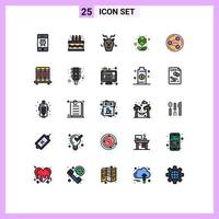 conjunto de 25 iconos de interfaz de usuario modernos signos de símbolos para compartir medios compartir ártico cuatro elementos de diseño vectorial editables vector