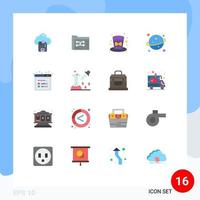 16 Universal Flat Color Signs Symbols of seo space management saturn holiday Editable Pack of Creative Vector Design Elements