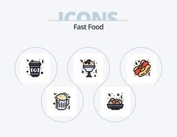 paquete de iconos llenos de línea de comida rápida 5 diseño de iconos. . alimento. alimento. comida rápida. cono vector