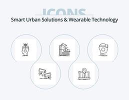 Smart Urban Solutions And Wearable Technology Line Icon Pack 5 Icon Design. security. cctv. alert. photo. digital vector