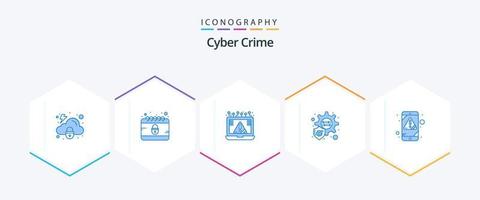 Cyber Crime 25 Blue icon pack including error. connection. protection. security vector