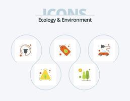 Ecology And Environment Flat Icon Pack 5 Icon Design. electric. product. electricity. label. badge vector