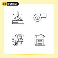 4 Universal Line Signs Symbols of business floppy technology investment save Editable Vector Design Elements