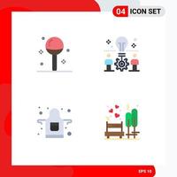 User Interface Pack of 4 Basic Flat Icons of cooking setting lollipop bulb cook Editable Vector Design Elements