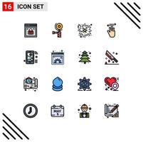 Universal Icon Symbols Group of 16 Modern Flat Color Filled Lines of internet left event up hand Editable Creative Vector Design Elements