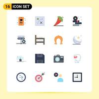 16 Universal Flat Color Signs Symbols of server database ingredient cd education Editable Pack of Creative Vector Design Elements