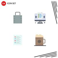 Universal Icon Symbols Group of 4 Modern Flat Icons of key check security web list Editable Vector Design Elements