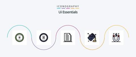 Paquete de 5 iconos planos rellenos de línea esencial de interfaz de usuario que incluye color. balde. menú. papel. documentos vector