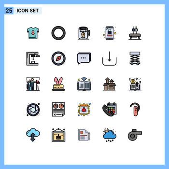Modern Set of 25 Filled line Flat Colors and symbols such as exercise mobile account coffee mobile nodes Editable Vector Design Elements