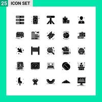 Editable Vector Line Pack of 25 Simple Solid Glyphs of man church furniture christian market Editable Vector Design Elements