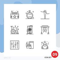 9 User Interface Outline Pack of modern Signs and Symbols of data health wedding form disease Editable Vector Design Elements