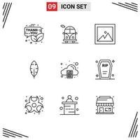 Pack of 9 Modern Outlines Signs and Symbols for Web Print Media such as tax arithmetic image accounting ink Editable Vector Design Elements