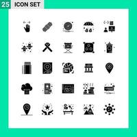 User Interface Pack of 25 Basic Solid Glyphs of coding protection alert umbrella deposit Editable Vector Design Elements