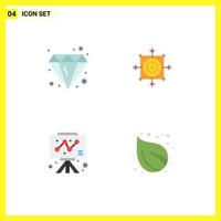 Set of 4 Vector Flat Icons on Grid for design board jewel dart chart Editable Vector Design Elements