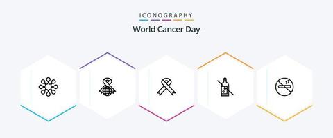 World Cancer Day 25 Line icon pack including world. health. globe. aids. day vector