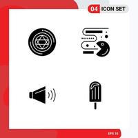 Set of 4 Modern UI Icons Symbols Signs for circle speaker star pacman on Editable Vector Design Elements