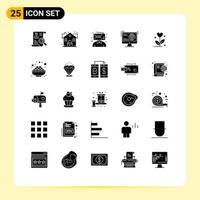 User Interface Pack of 25 Basic Solid Glyphs of web development security content influencer Editable Vector Design Elements