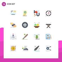 Modern Set of 16 Flat Colors and symbols such as folder target human love you Editable Pack of Creative Vector Design Elements