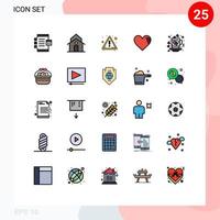 25 Creative Icons Modern Signs and Symbols of report like municipal love warning Editable Vector Design Elements