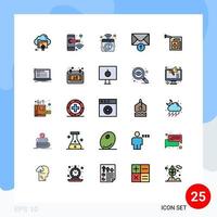 paquete de iconos de vector de stock de 25 signos y símbolos de línea para elementos de diseño de vector editables de lavandería de correo inteligente de mensaje de coche