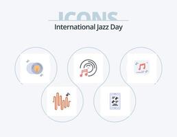 día internacional del jazz paquete de iconos planos 5 diseño de iconos. música. mensaje. DVD. chat. música vector