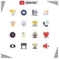 Pictogram Set of 16 Simple Flat Colors of brian facebook maps book key Editable Pack of Creative Vector Design Elements