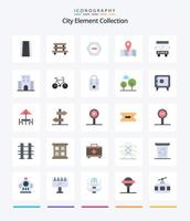 Creative City Element Collection 25 Flat icon pack  Such As transport. bus. hexagon. journey. location vector