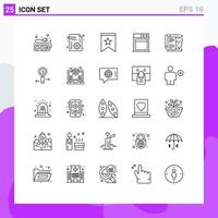 25 User Interface Line Pack of modern Signs and Symbols of knowledge book badge business Editable Vector Design Elements