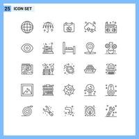 25 Thematic Vector Lines and Editable Symbols of love wifi feast iot internet Editable Vector Design Elements