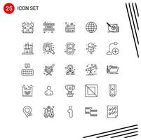 Set of 25 Commercial Lines pack for page design credit content internet Editable Vector Design Elements