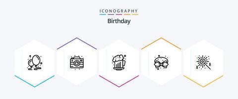 Birthday 25 Line icon pack including bengal. decoration. alcohol. christmas. birthday vector