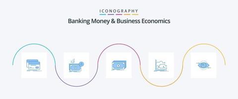 paquete de iconos azul 5 de dinero bancario y economía empresarial, incluido el reenvío. dinero. gastos. fondos. dólar vector