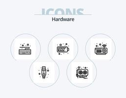 paquete de iconos de línea de hardware 5 diseño de iconos. . seguridad. círculo. circuito cerrado de televisión hardware vector