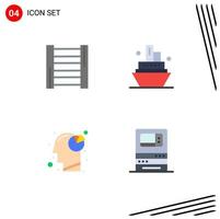4 Universal Flat Icon Signs Symbols of construction pie chart cruise analysis bank Editable Vector Design Elements