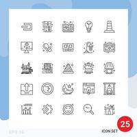 25 iconos creativos signos y símbolos modernos de tecnología empresarial electrocardiograma laboratorio de bioquímica elementos de diseño vectorial editables vector