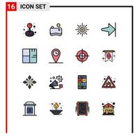 Universal Icon Symbols Group of 16 Modern Flat Color Filled Lines of buildings architecture light finish arrow Editable Creative Vector Design Elements